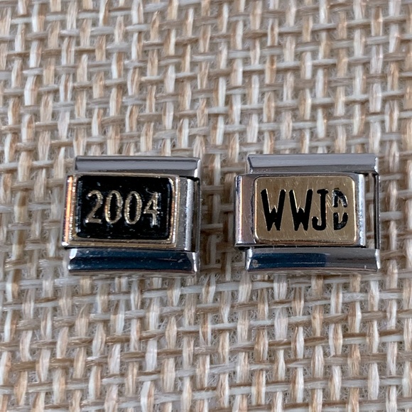 Italian Link Stainless Steel Charms 2004 & WWJD - Picture 1 of 2